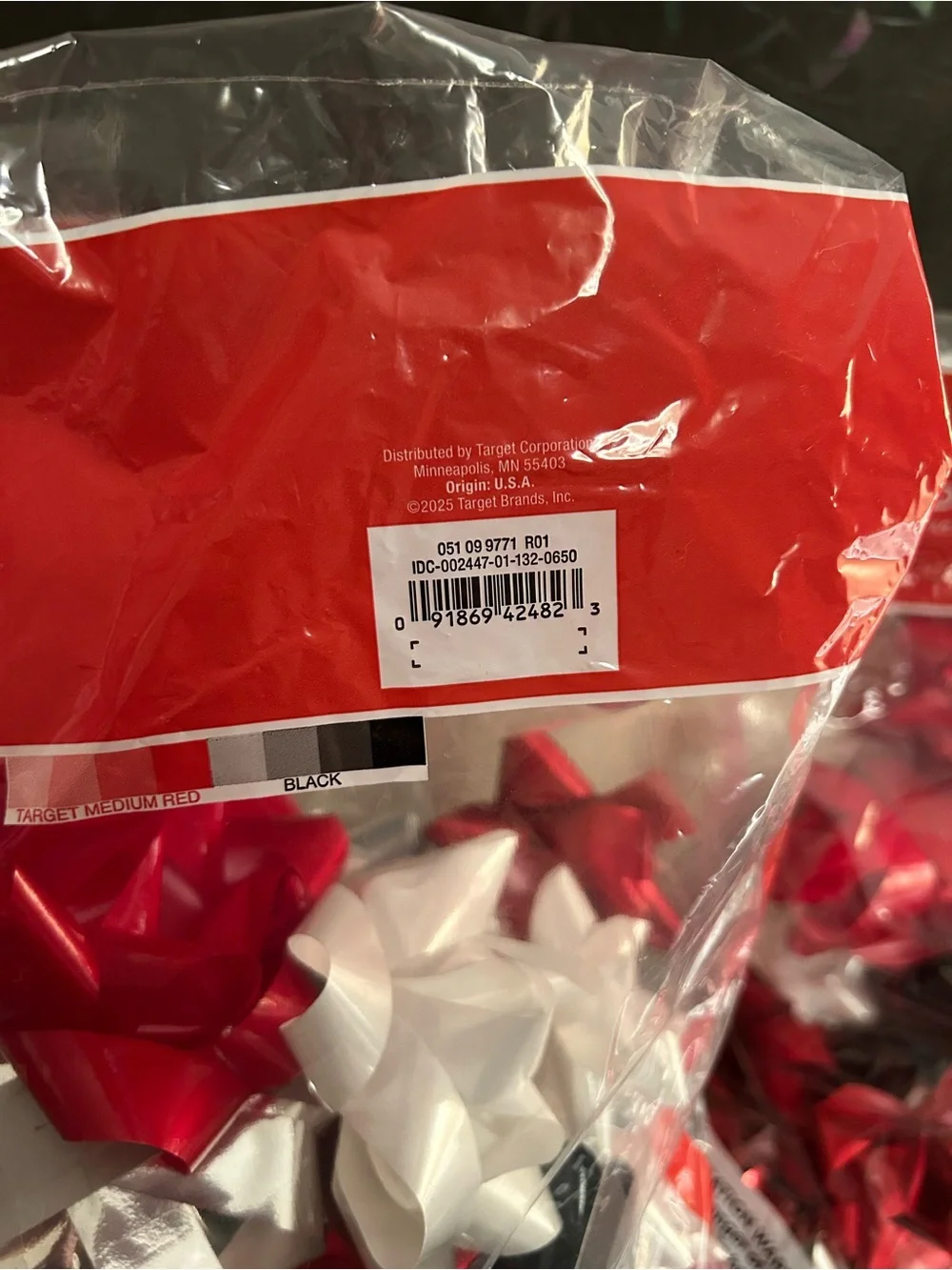 Bundle set of 3 Christmas gift adhesive bows 40 count each bag, 120 count total